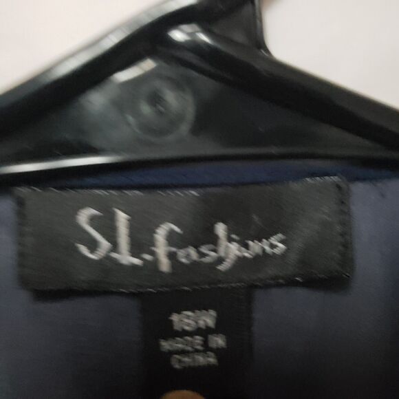 VTG Women's S.L.Fashions Two Piece Navy Flowy Maxi Formal Dress Set Sz 18W, NWOT - Picture 3 of 15